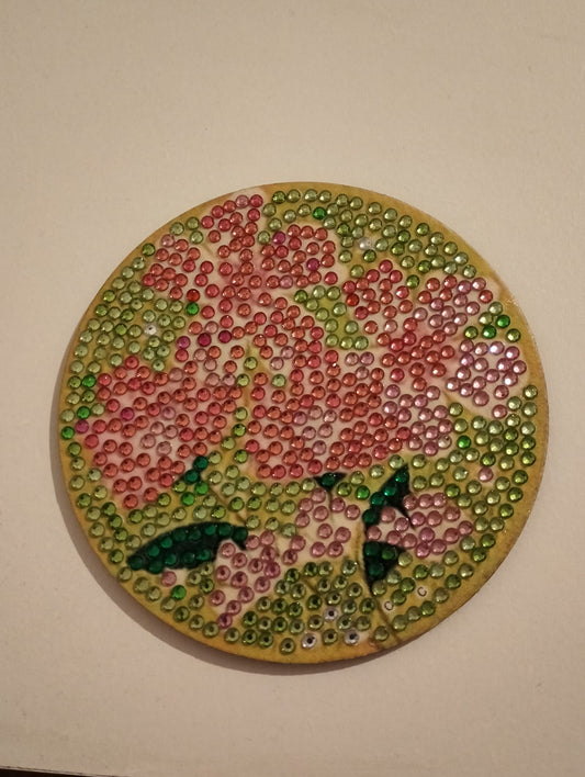 Green and Pink Diamond Art Coasters